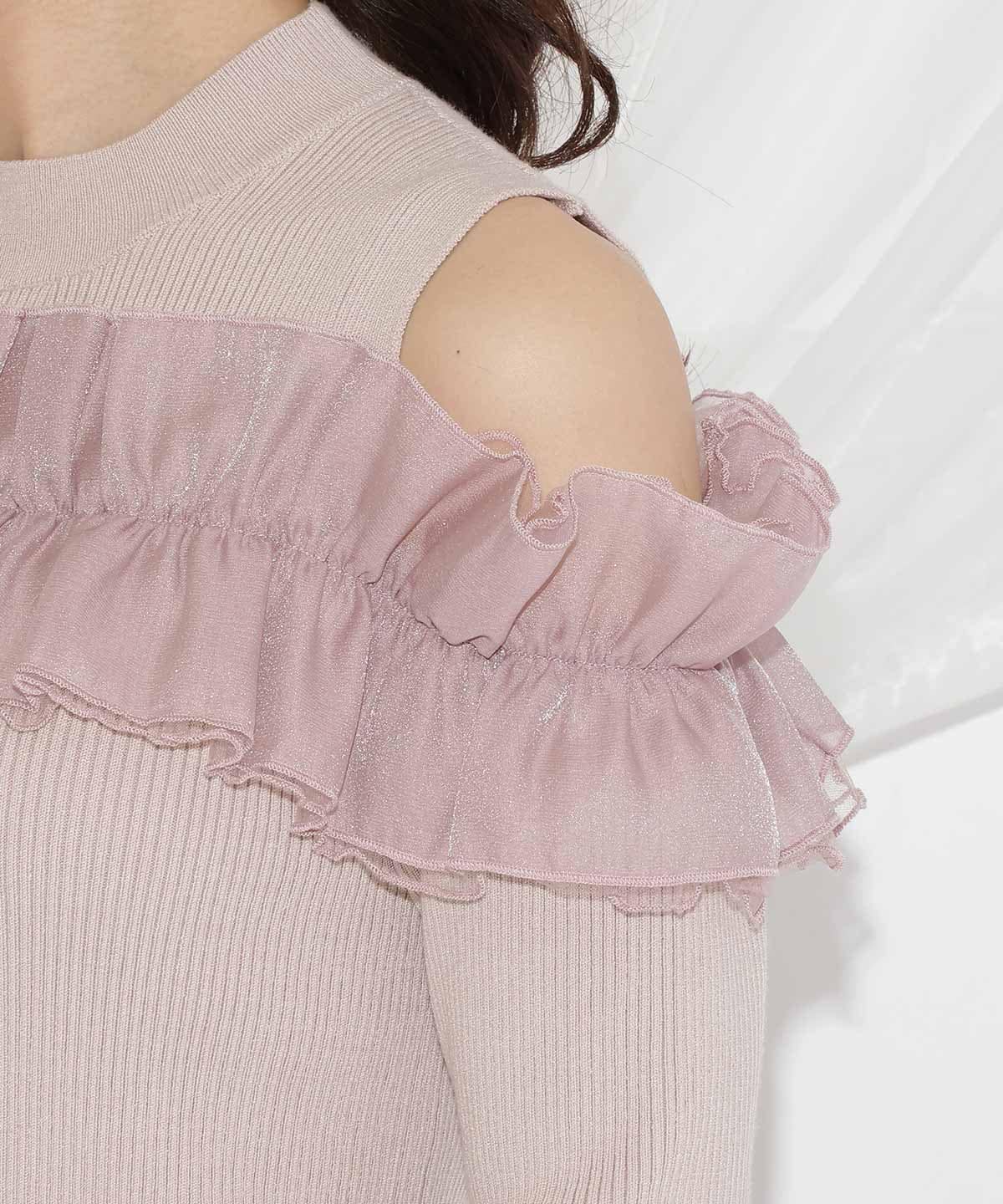 フリルドッキングリブニット