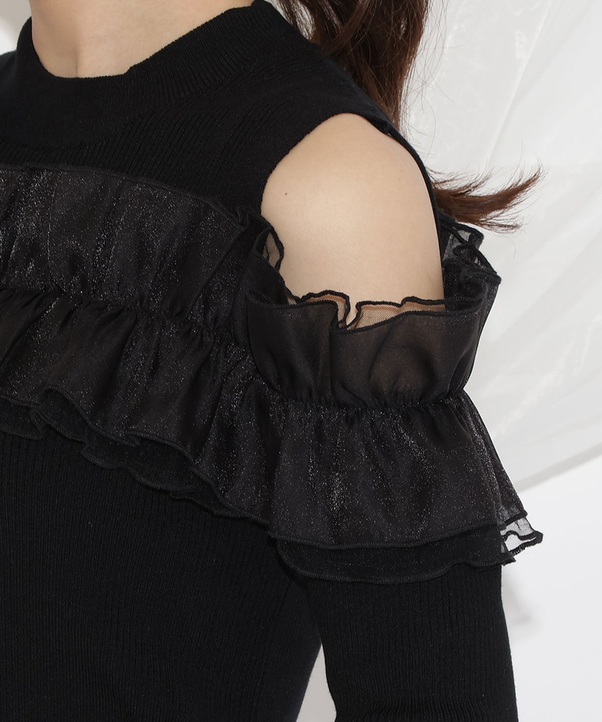 フリルドッキングリブニット