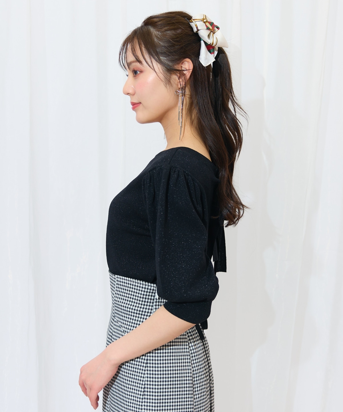 2WAYリボンラメニットプルオーバー