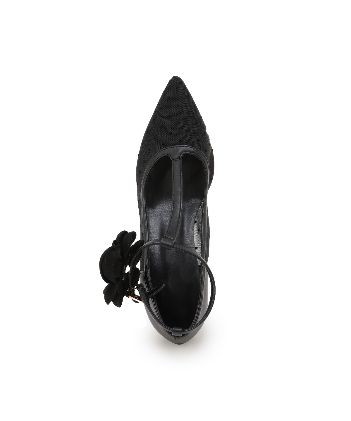 フラワーモチーフドットチュールパンプス