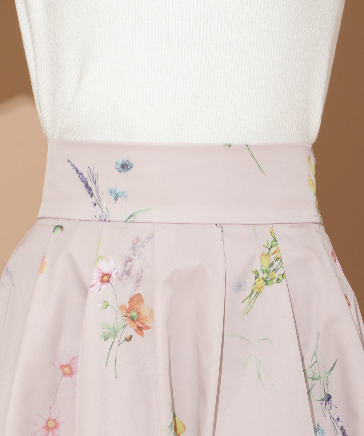 オータムボタニカルフラワータックスカート