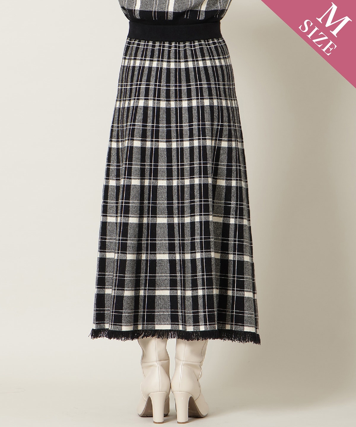 【新色追加】チェック柄ニットフレアスカート
