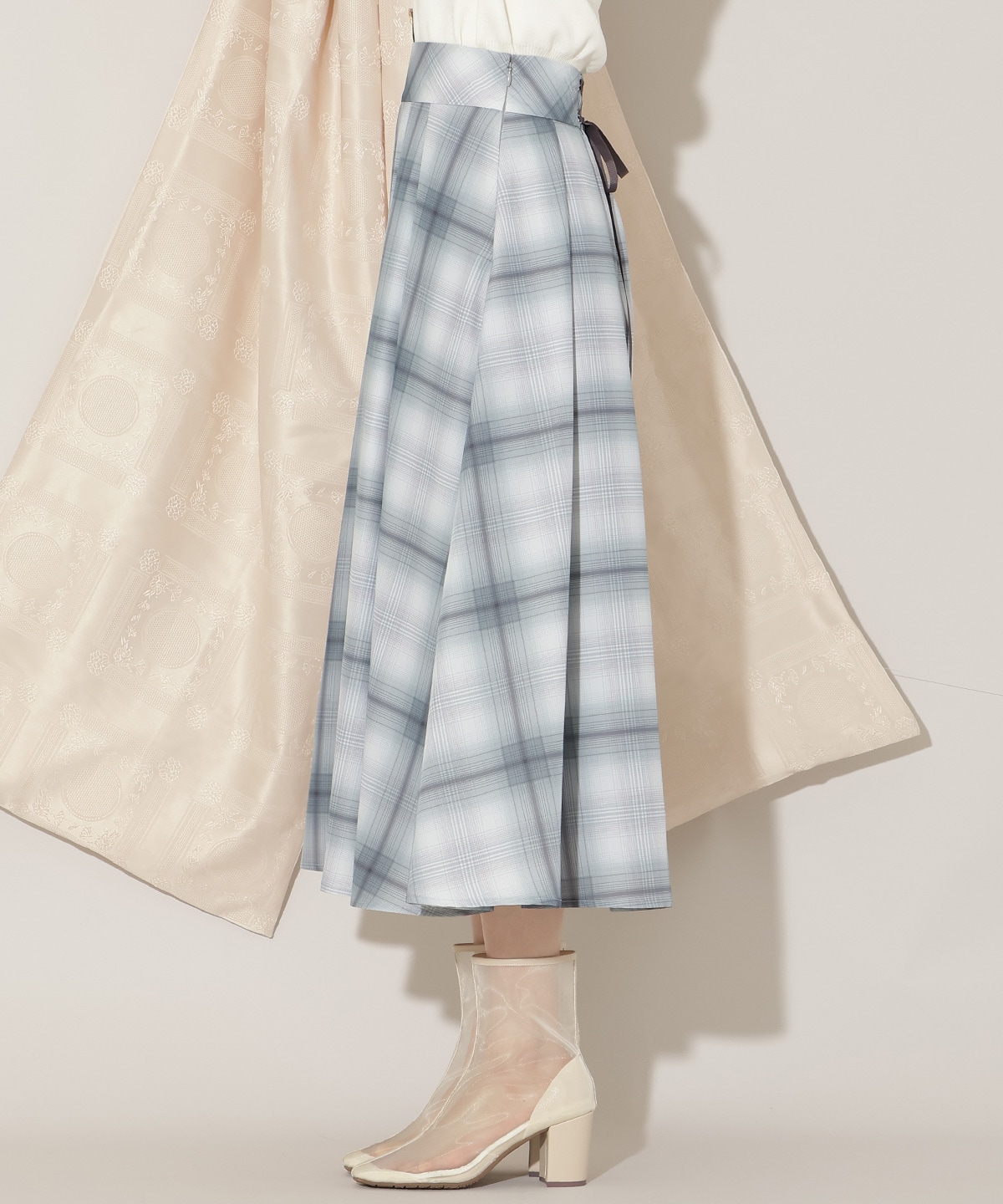 オリジナルチェックタックフレアスカート