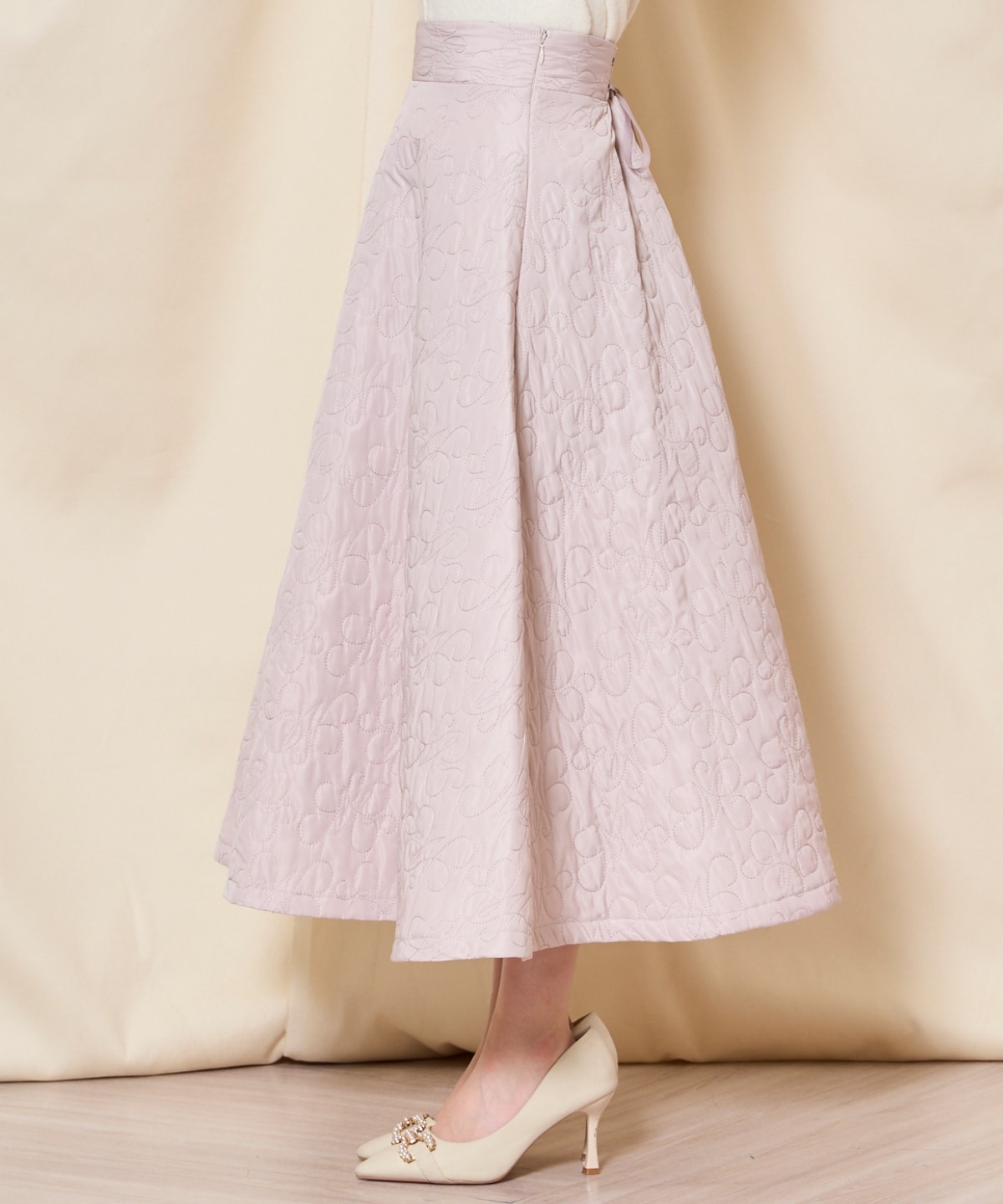 キルティングボリュームフレアスカート