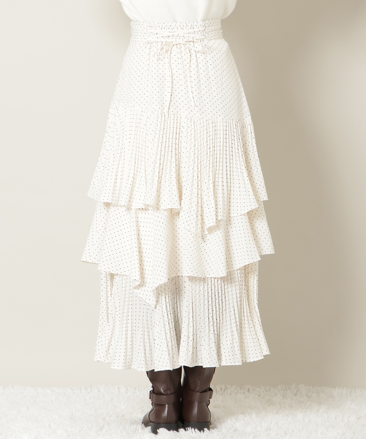 プリーツシフォンティアードスカート