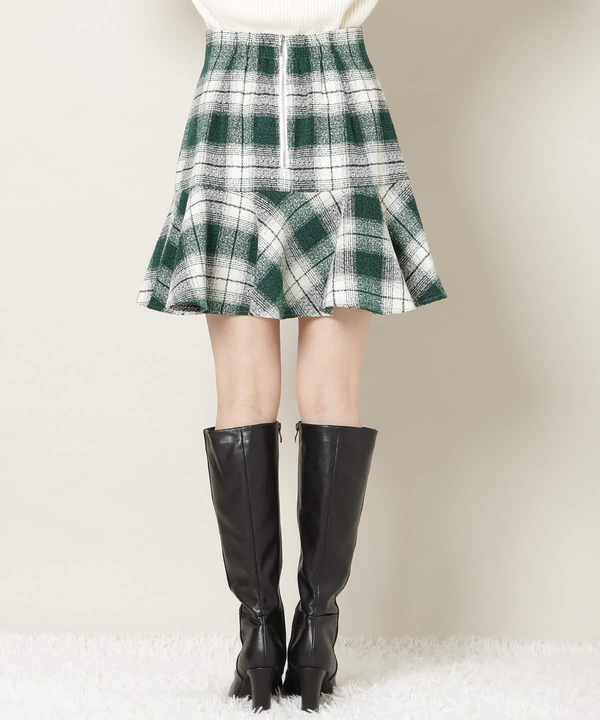 ヘムフレアツイードミニスカート