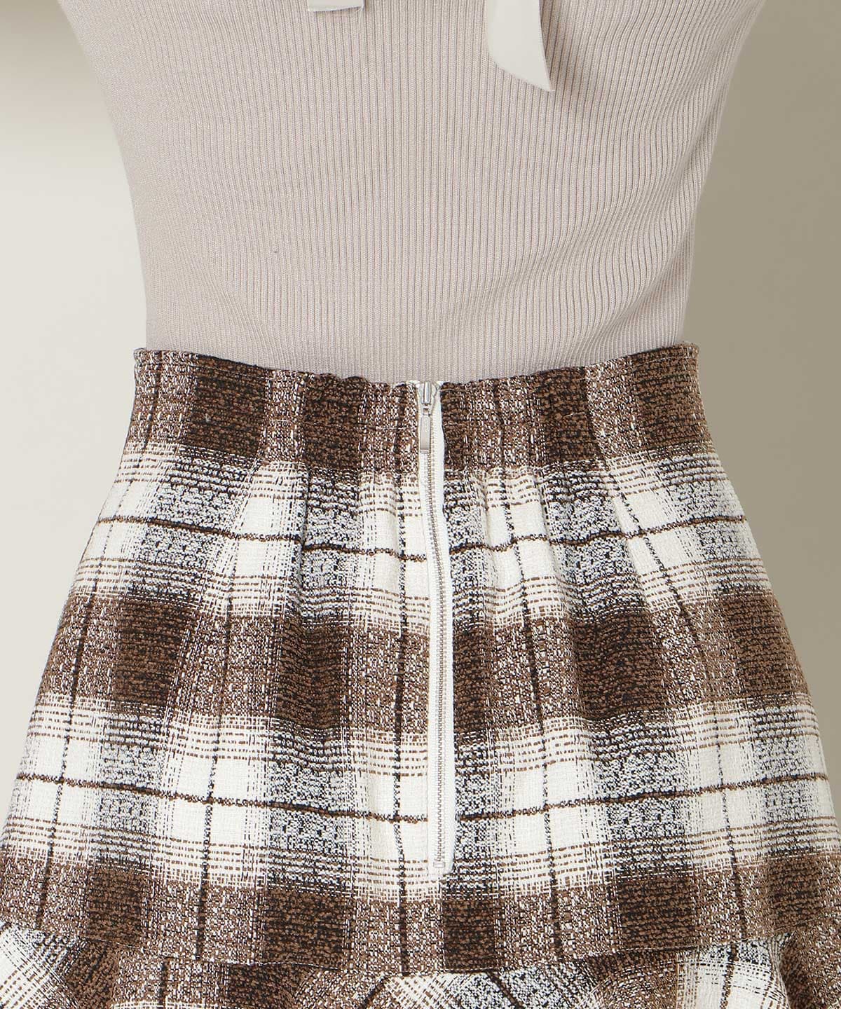 ヘムフレアツイードミニスカート