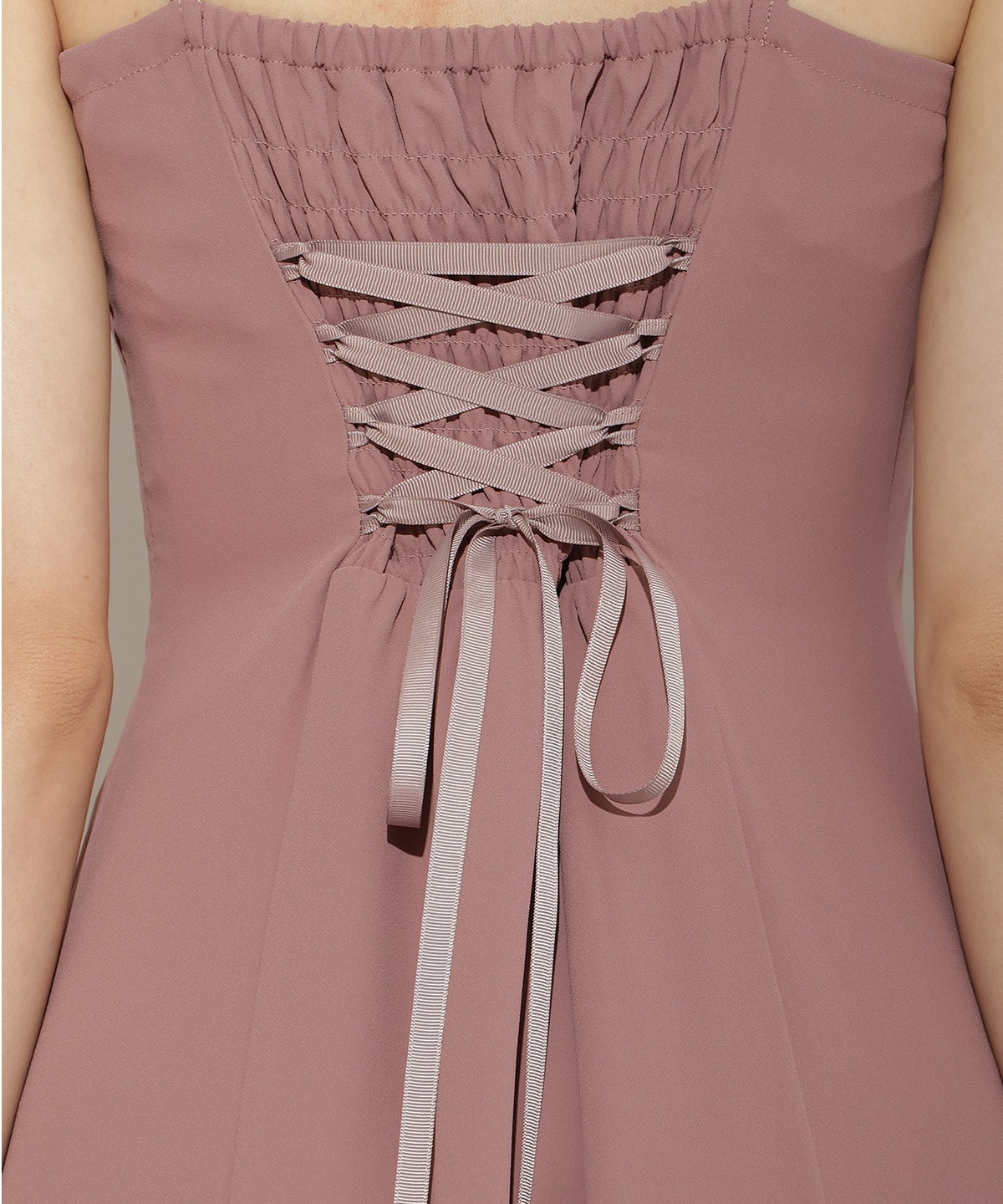 タックリボンレースブラウス×バックレースアップワンピース