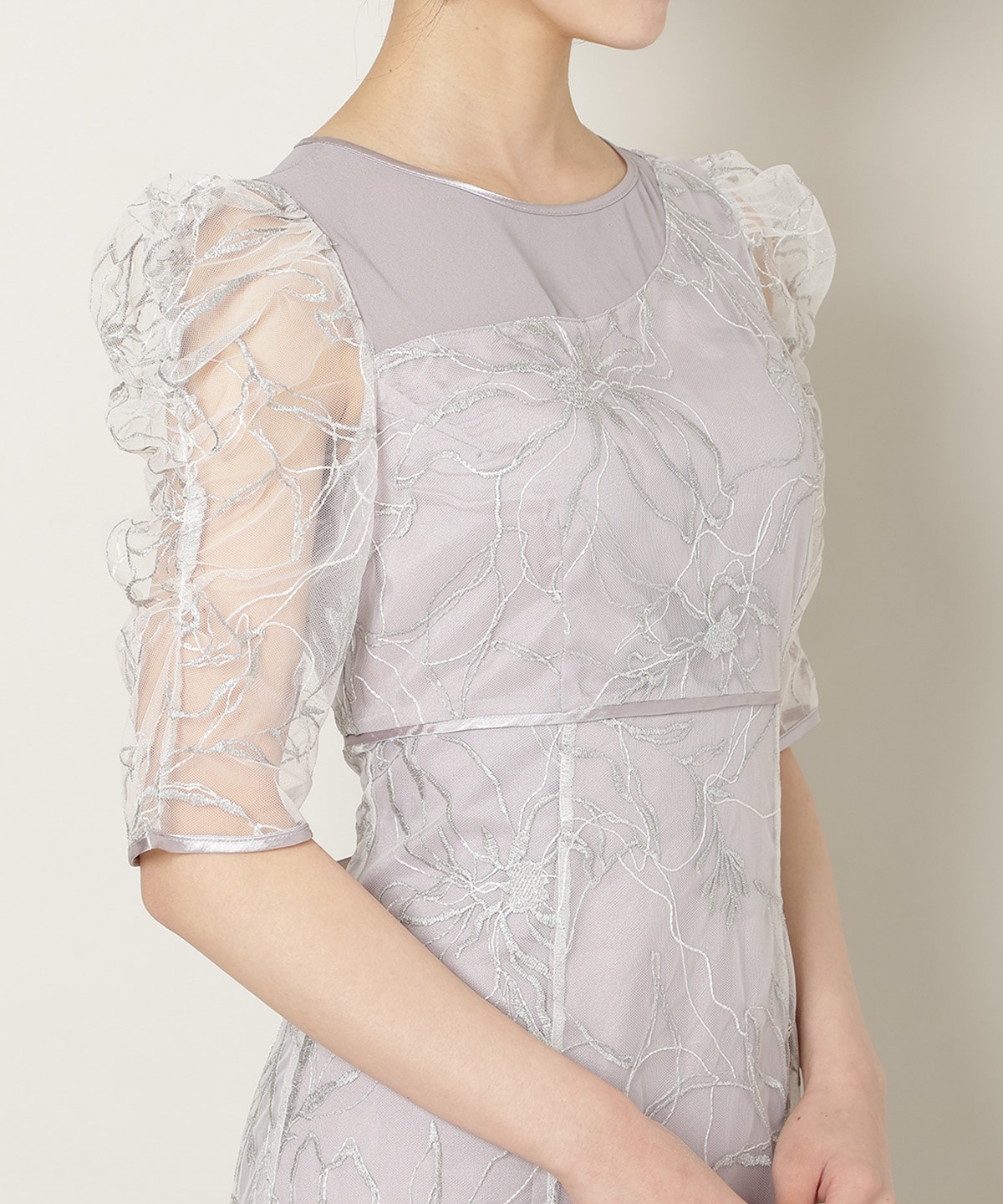 刺繍レースアシンメトリーマーメイドワンピース