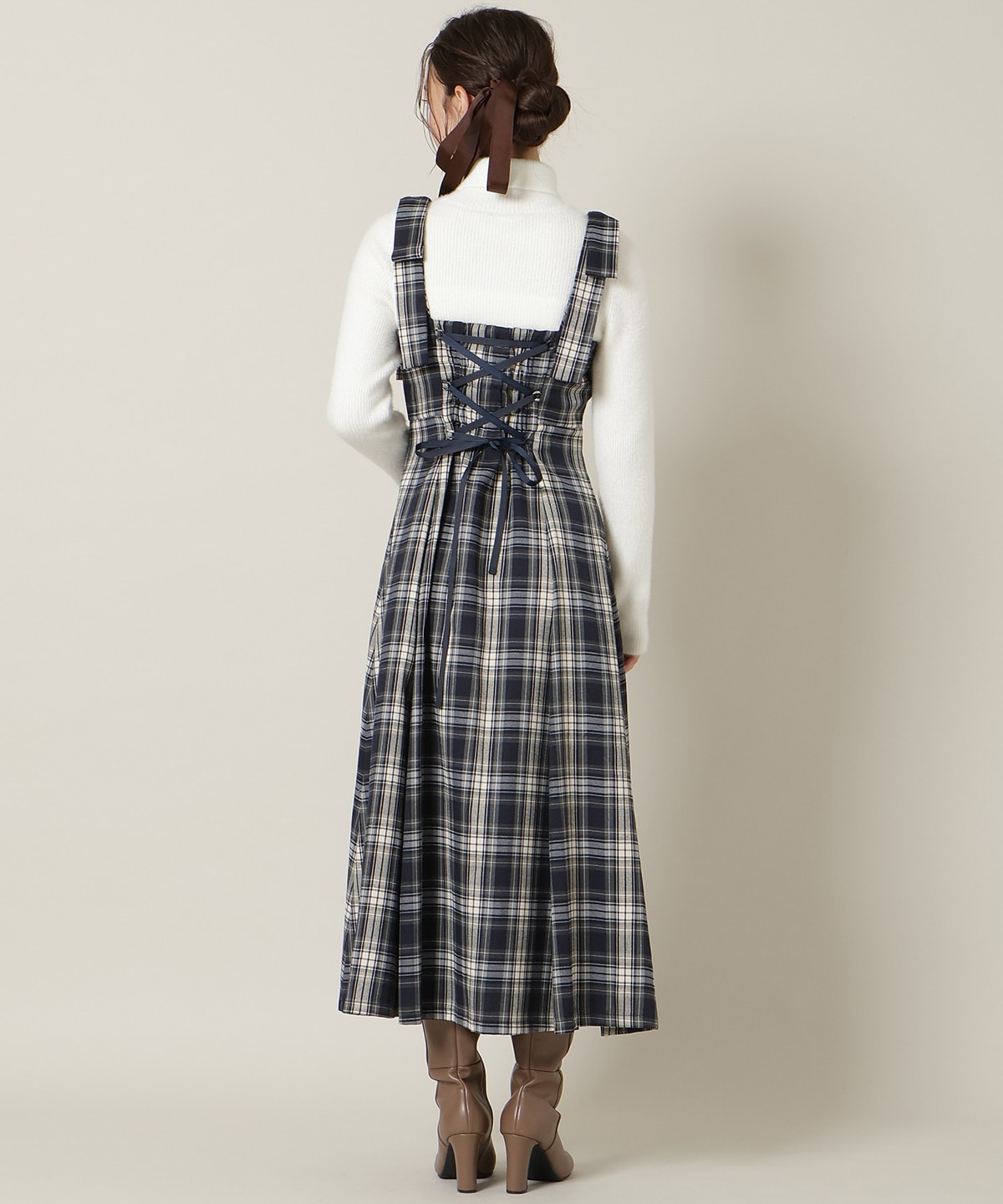 【新色追加】ショルダーリボンフロントZIPワンピース