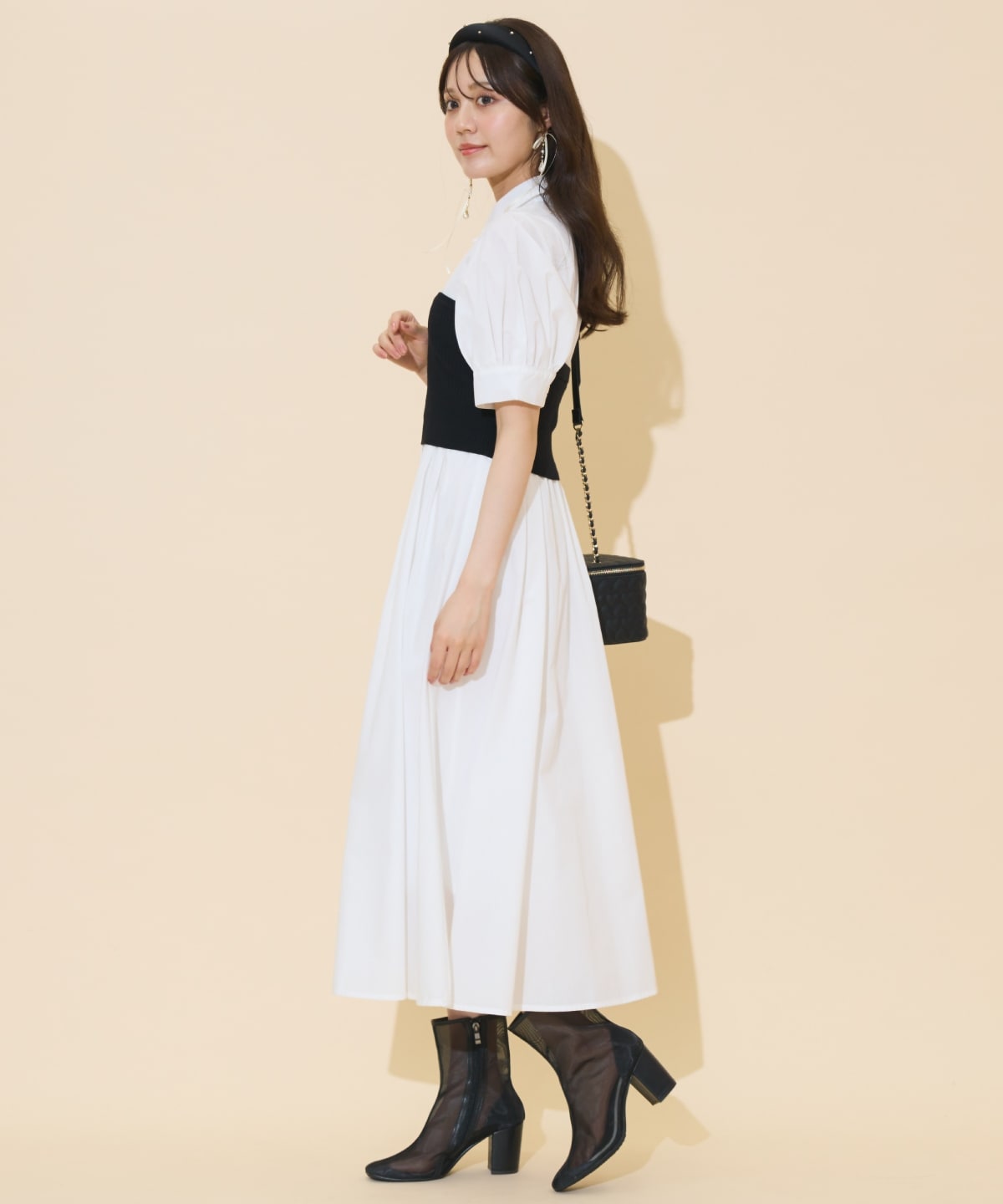 ビスチェレイヤードタックシャツワンピース