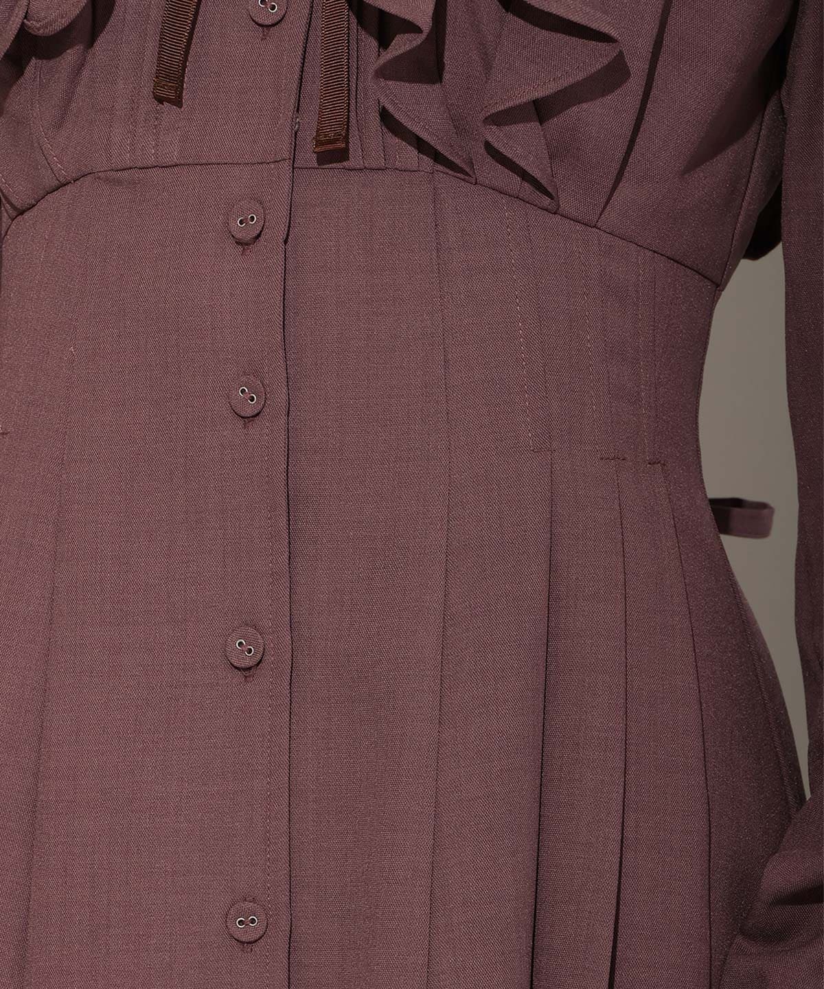 ナローリボンフリルシャツワンピース