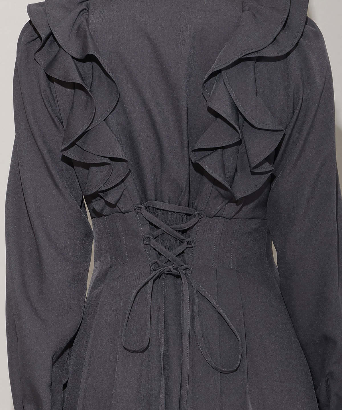 ナローリボンフリルシャツワンピース