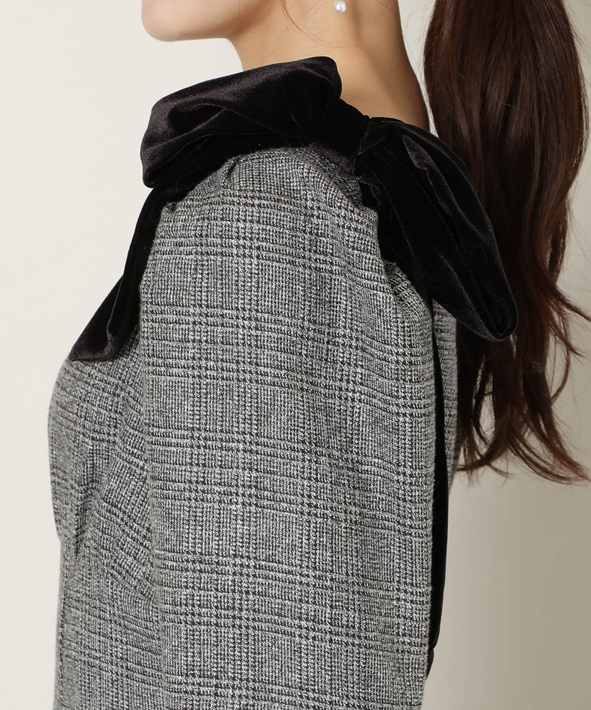 アシメリボンボートネックフレアワンピース