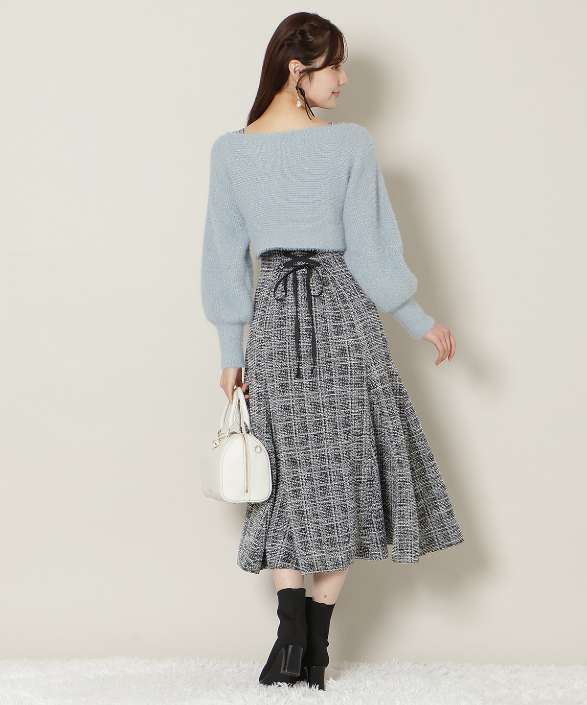 【12/5(fri)10時発売】カットツイードワンピース×フェザーニットSET