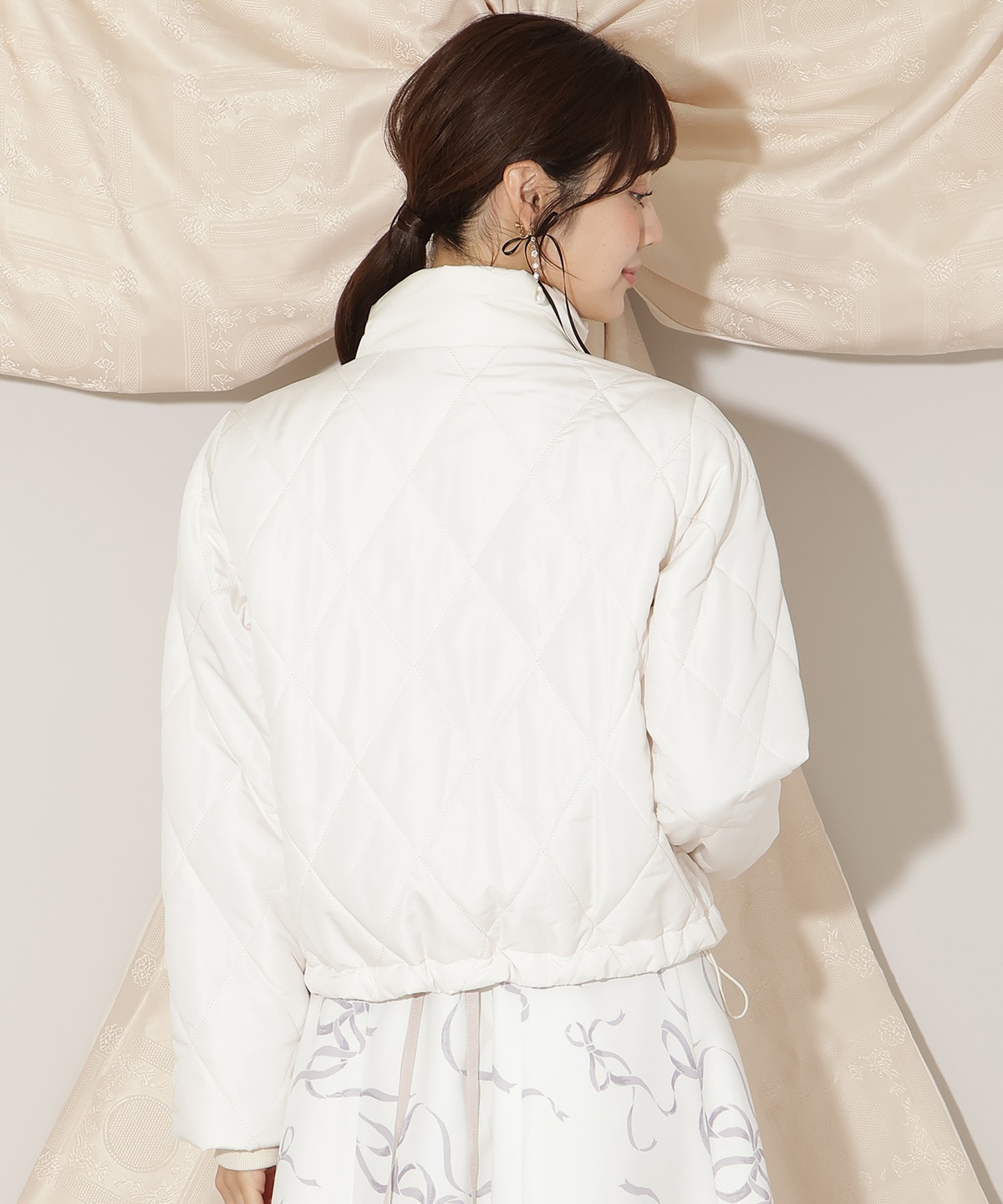 ダイヤキルティングリボン中綿ブルゾン