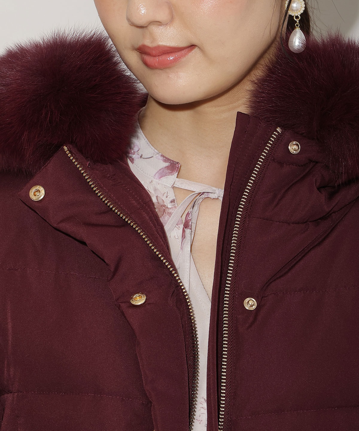 フードファーペプラムショートダウン