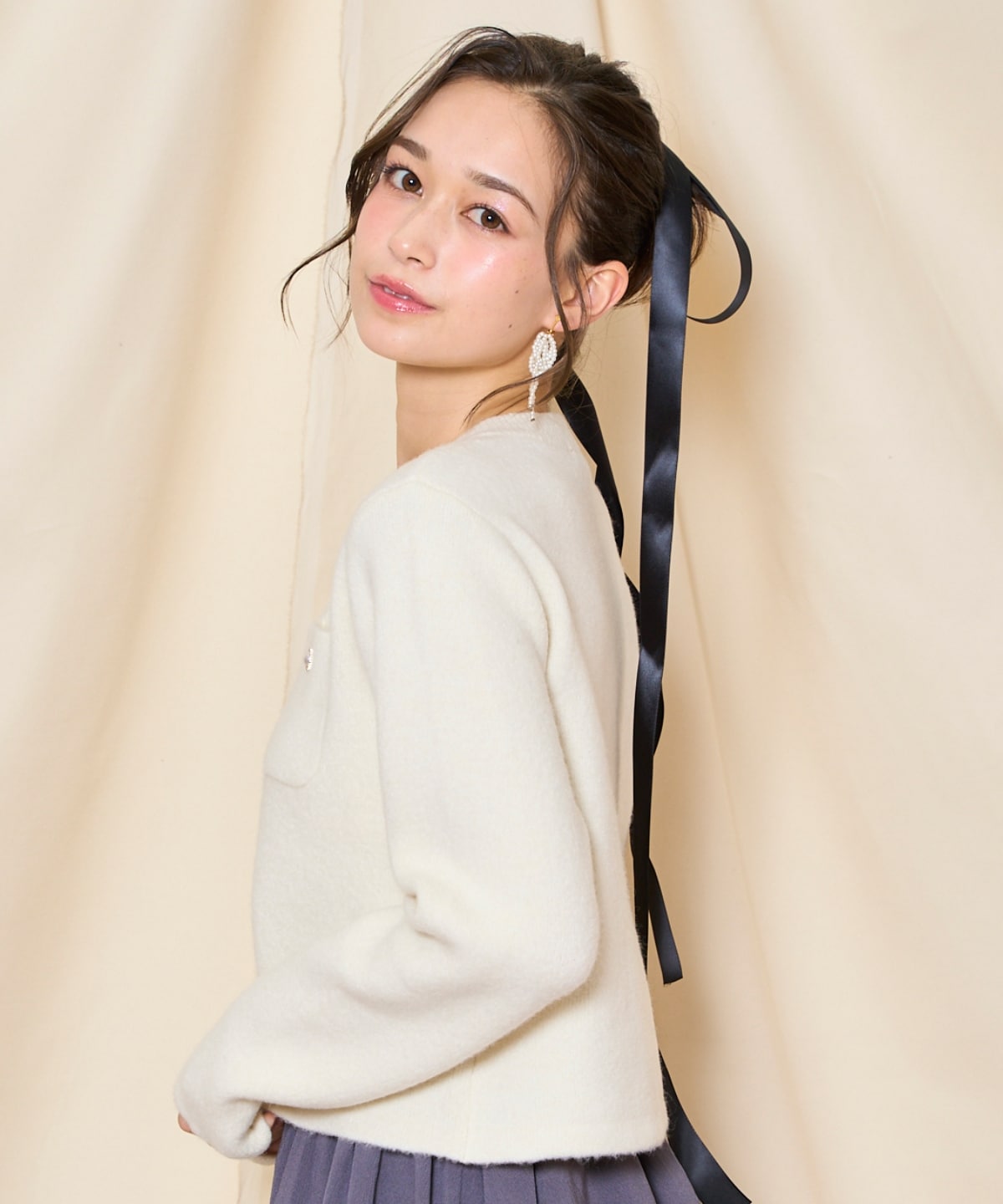 【再入荷予約受付中】モヘアライクニットジャケット