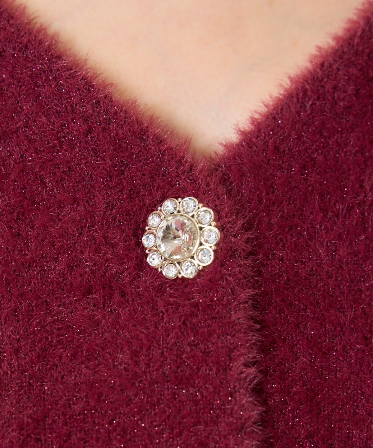 【再入荷予約受付中】アソートボタンラメフェザーカーディガン