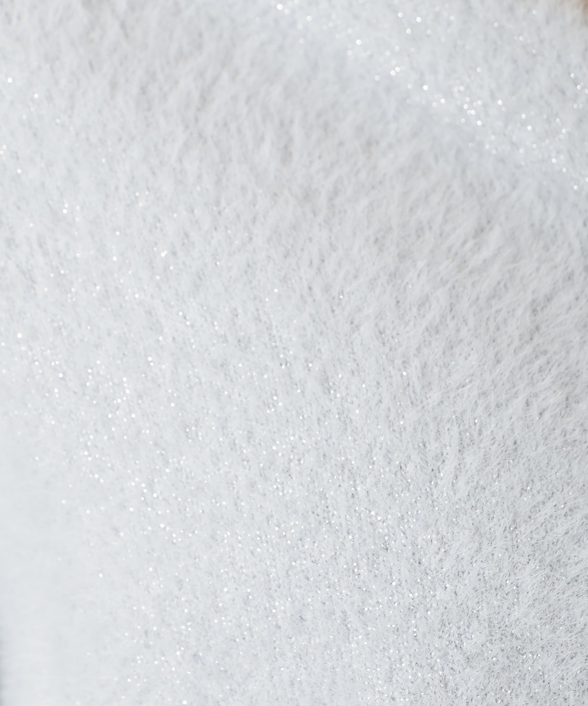 【軽やかラメフェザー】Vネックドロップショルダーカーディガン