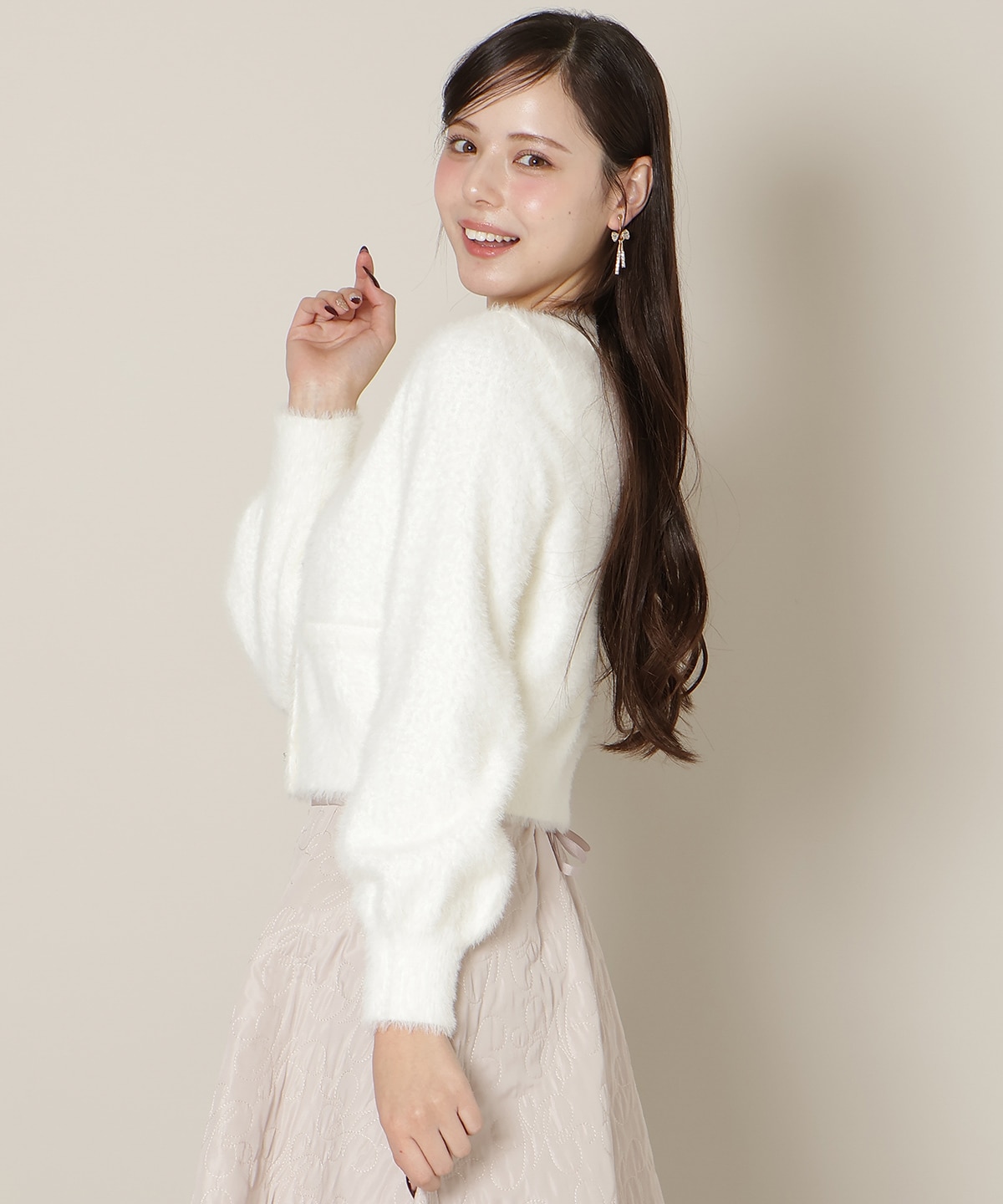 【1/1(thu)10時発売 New Year's Item】リボンボタンフェザーカーディガン