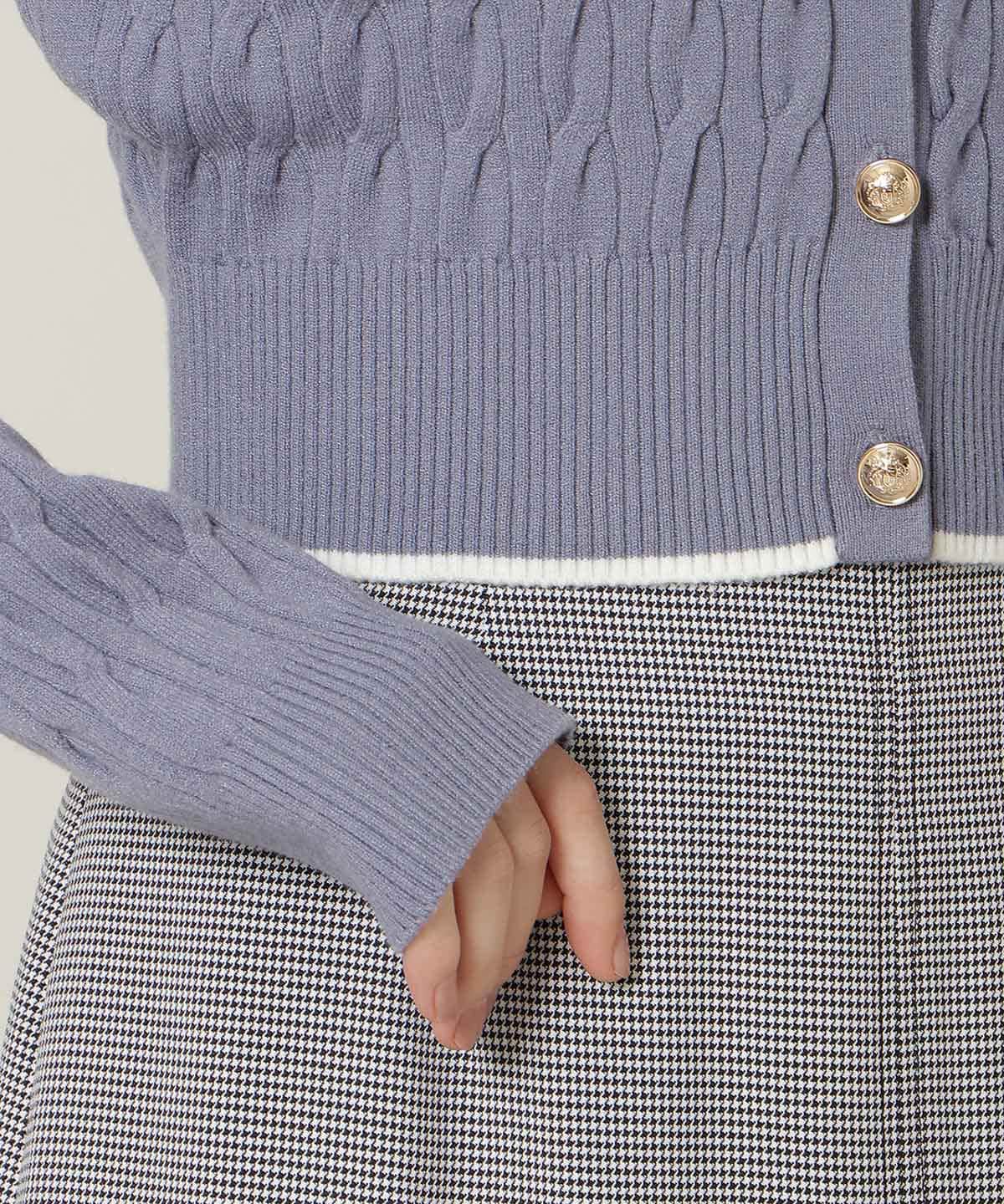 フリルレイヤードケーブルニット