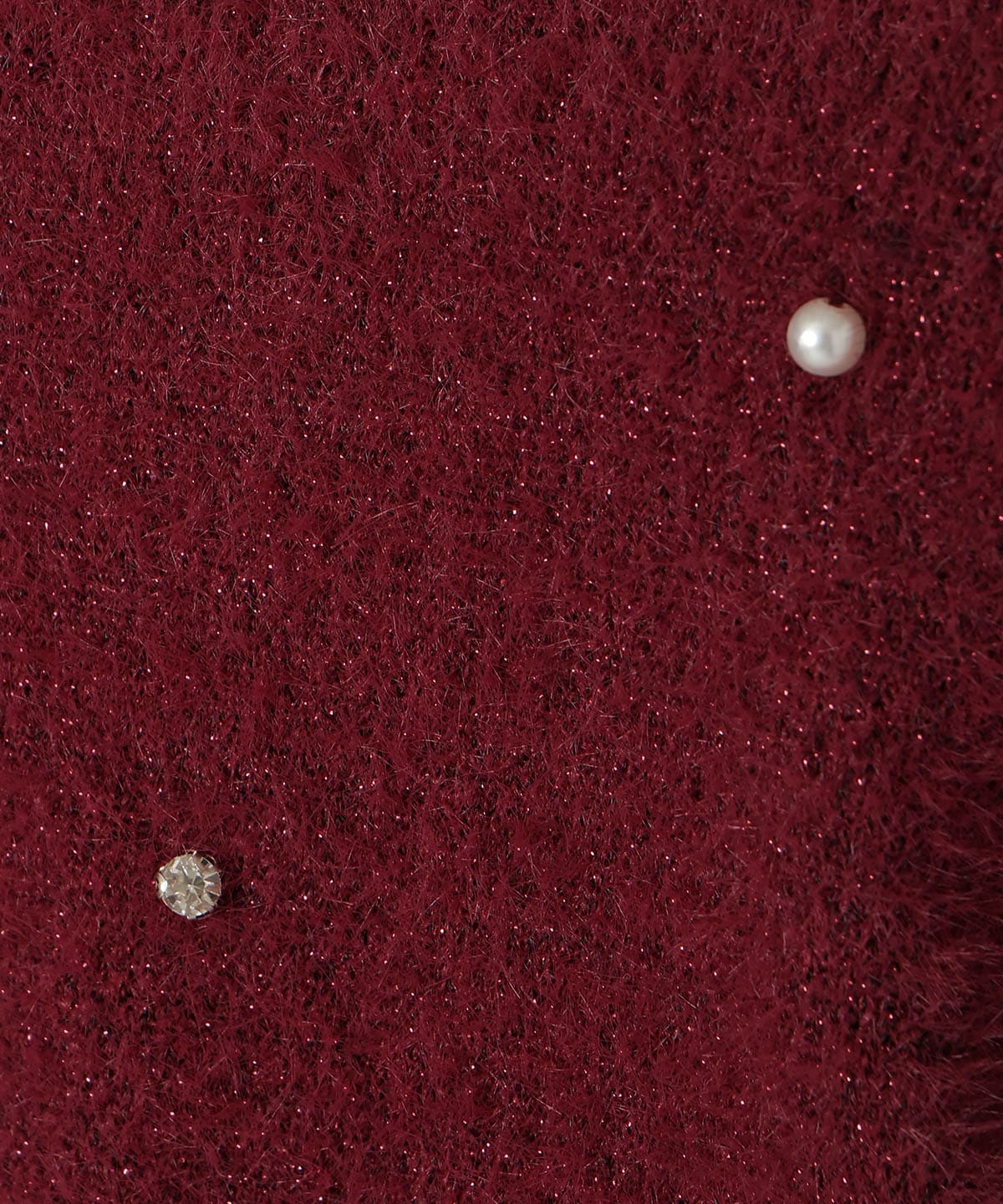 パールビジューフェザーニットトップス