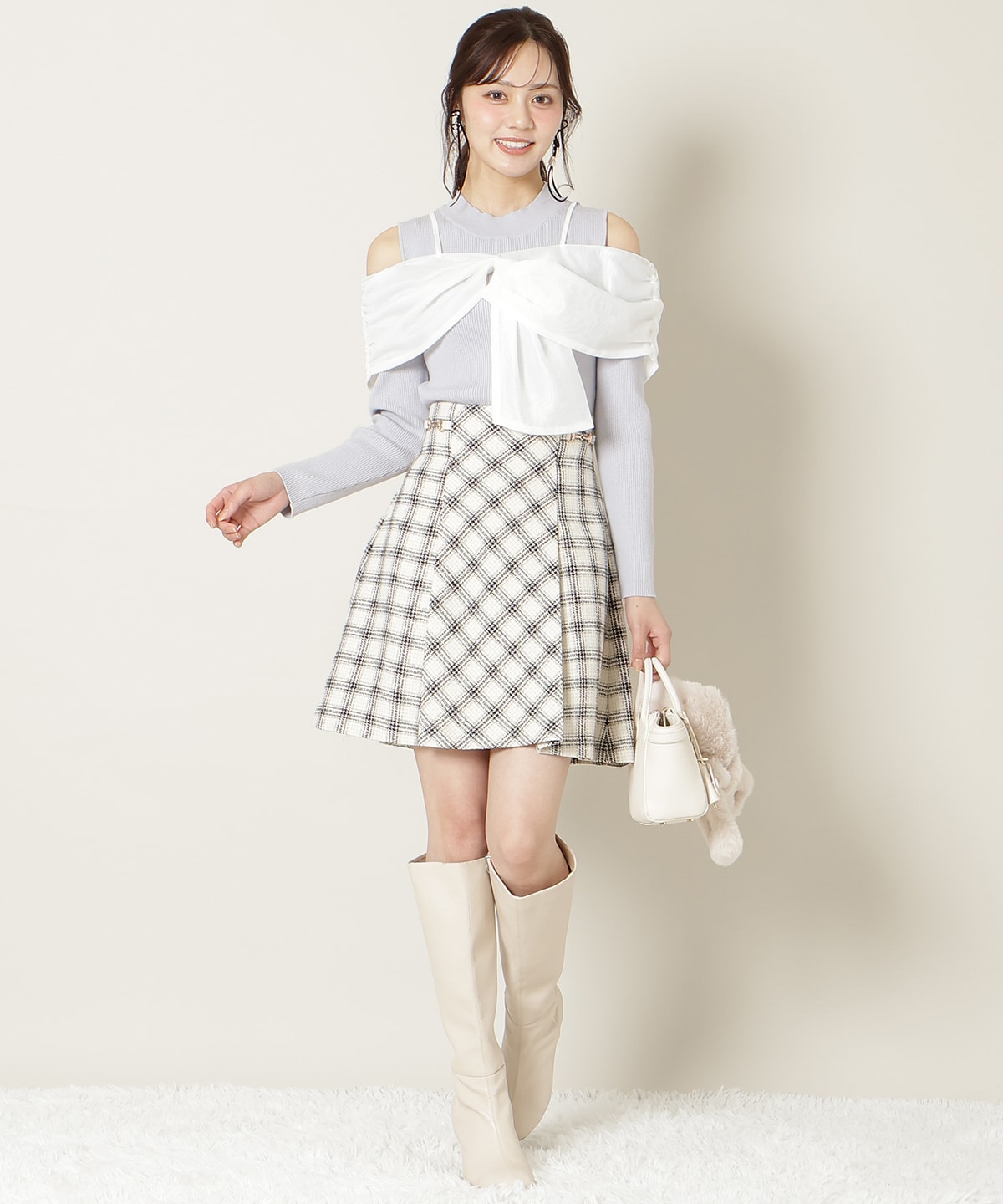 リボンビスチェドッキングリブニット