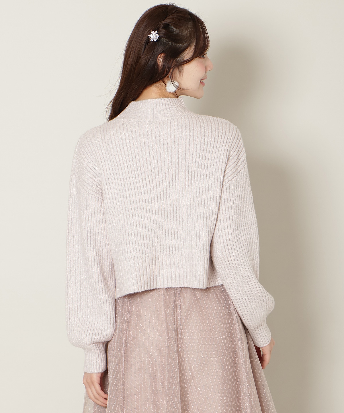 【12/5(fri)10時発売】ブローチ付きクロップドラメニット