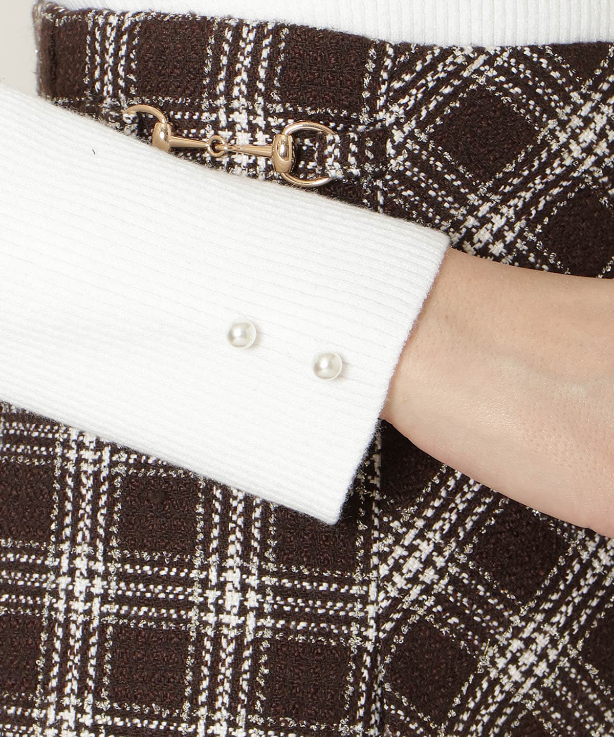 リボンレースカラータックスリーブニット