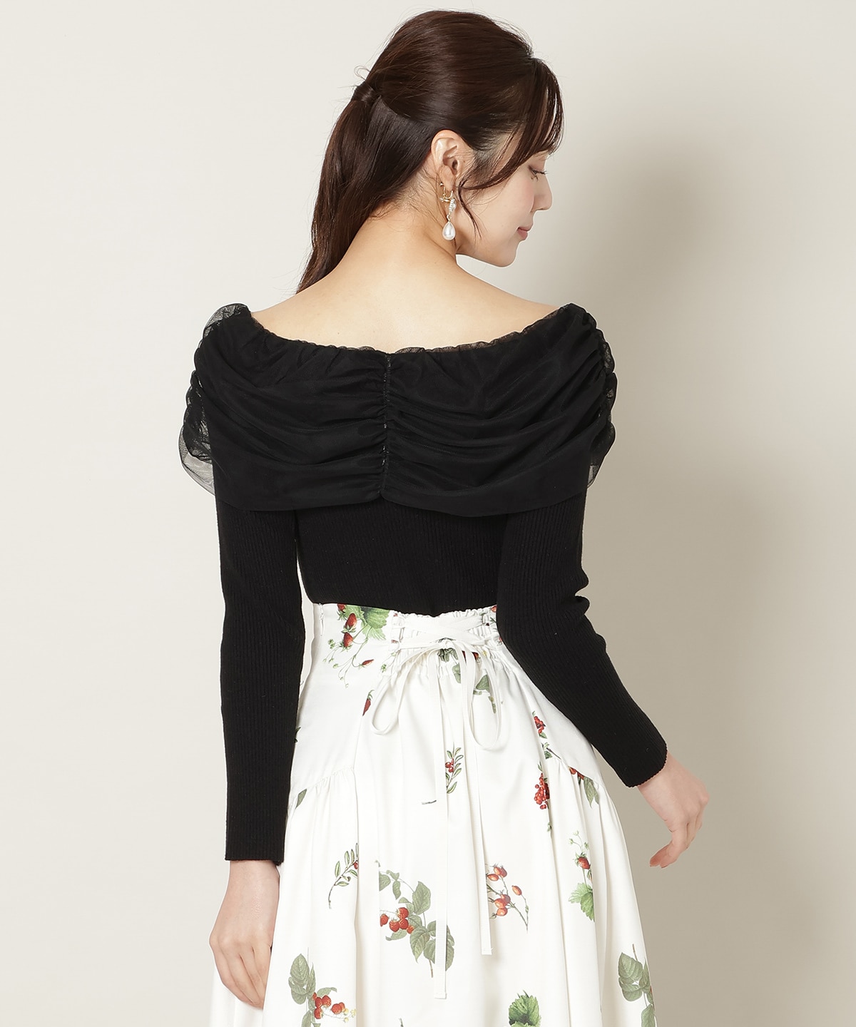 【12/5(fri)10時発売】リボンチュールレイヤードリブニット