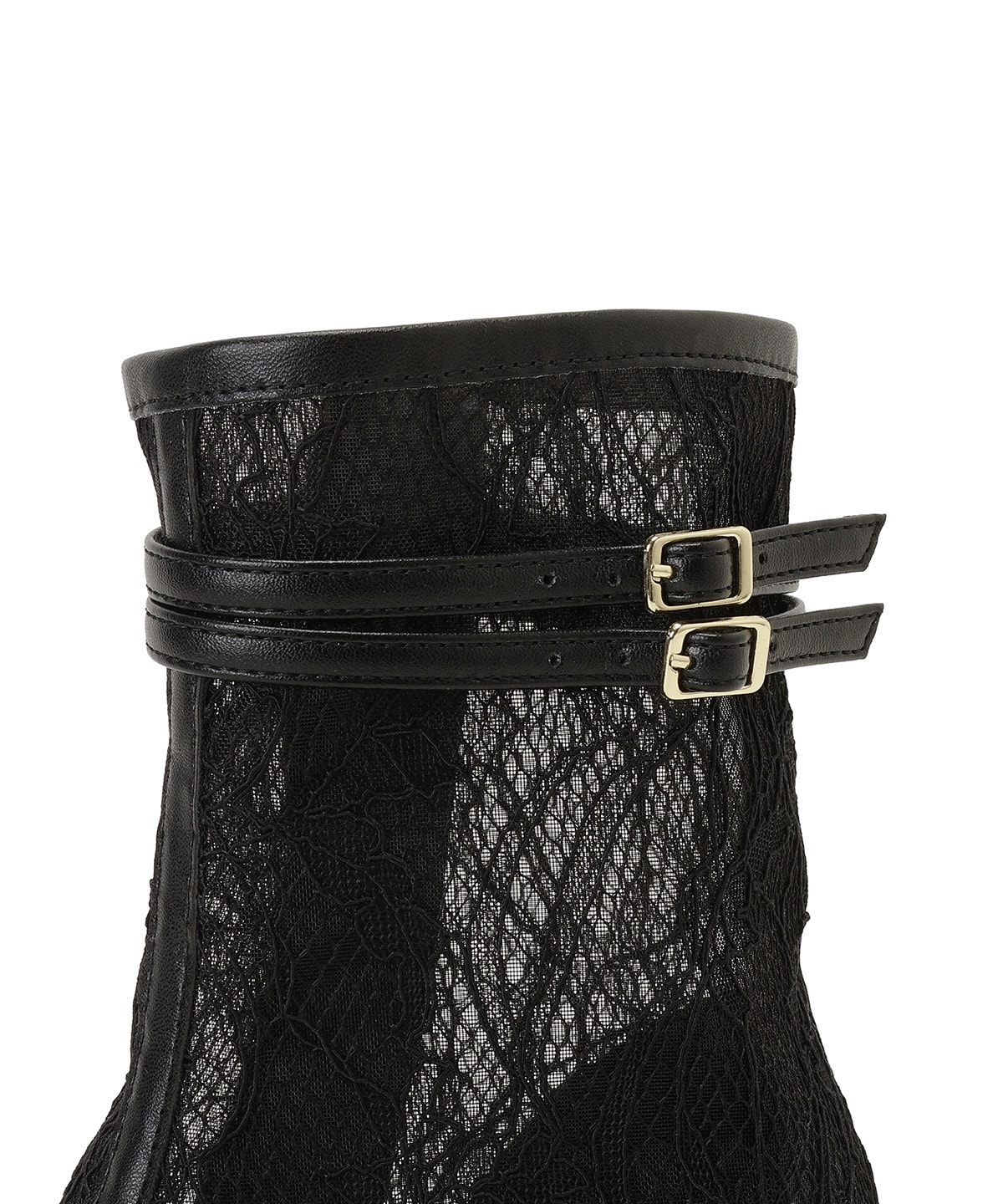 ベルト付きオープントゥレースブーツ