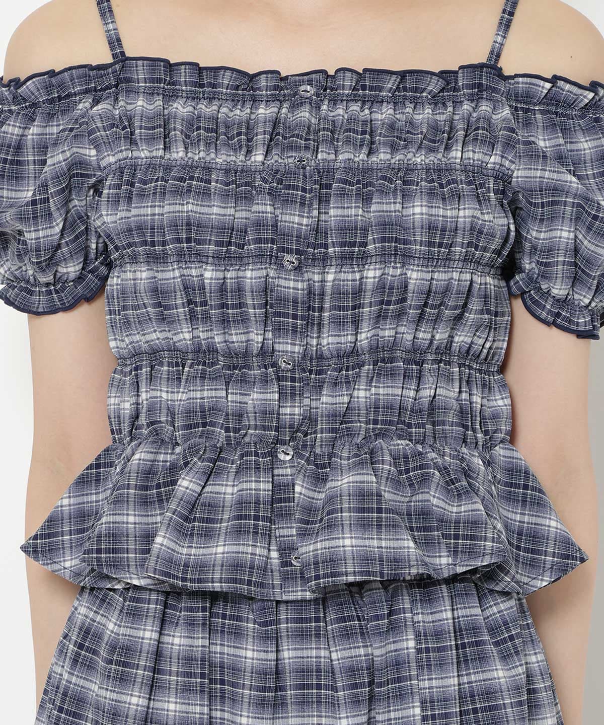 【7/3(fri)10時発売】シャーリングチェックブラウス