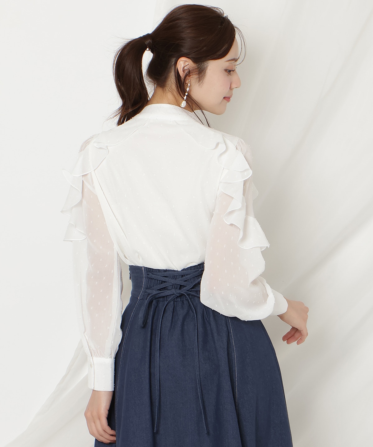 ドビードットフリルブラウス