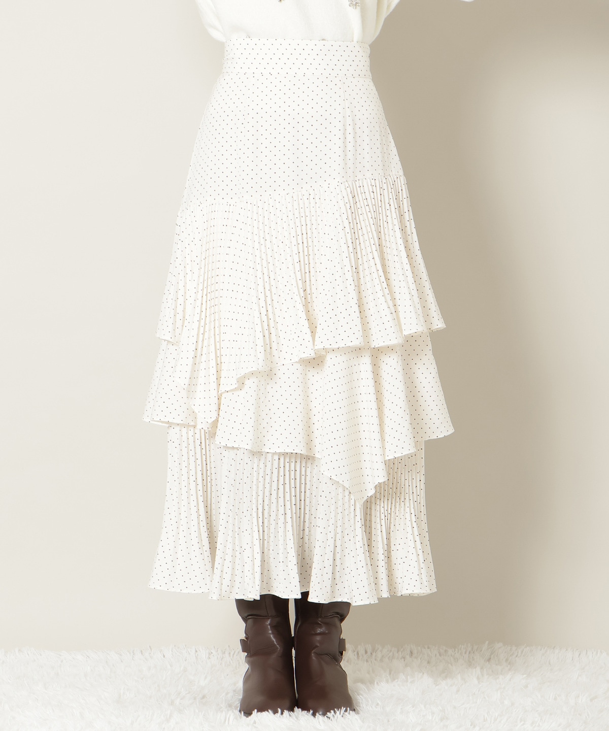 プリーツシフォンティアードスカート