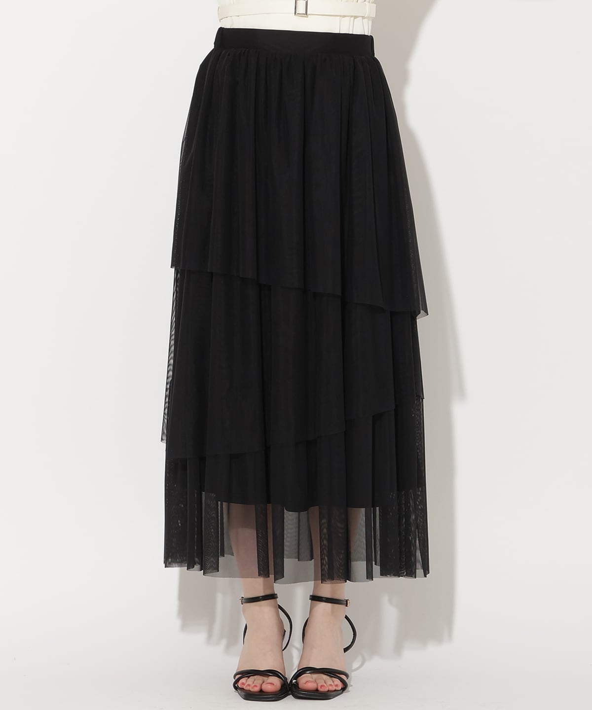 アシメティアードチュールスカート