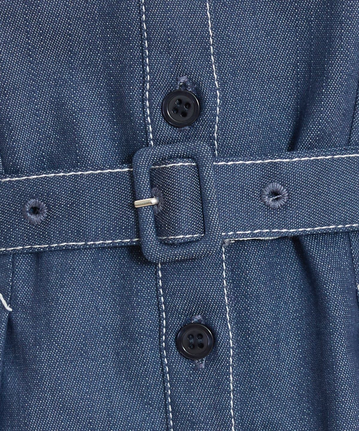 ベルト付きタックスリーブフレアワンピース