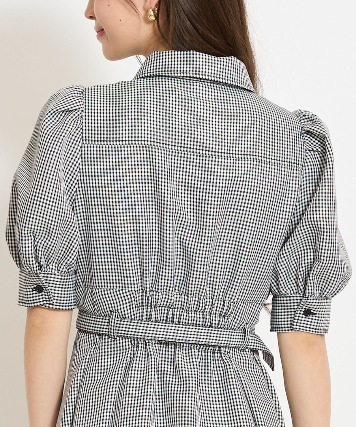 ベルト付きタックスリーブフレアワンピース