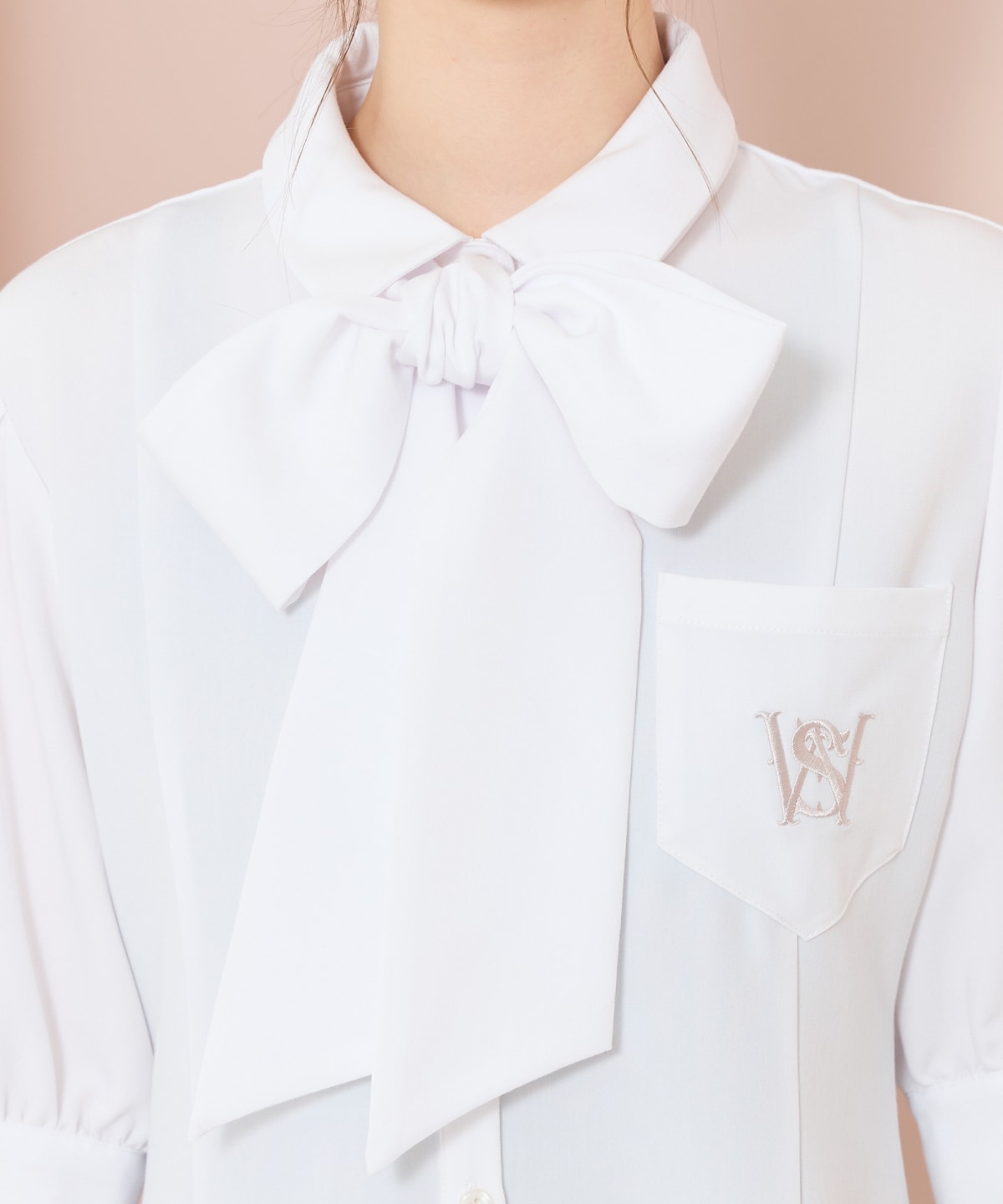 ティアードフリルリボンタイシャツワンピース