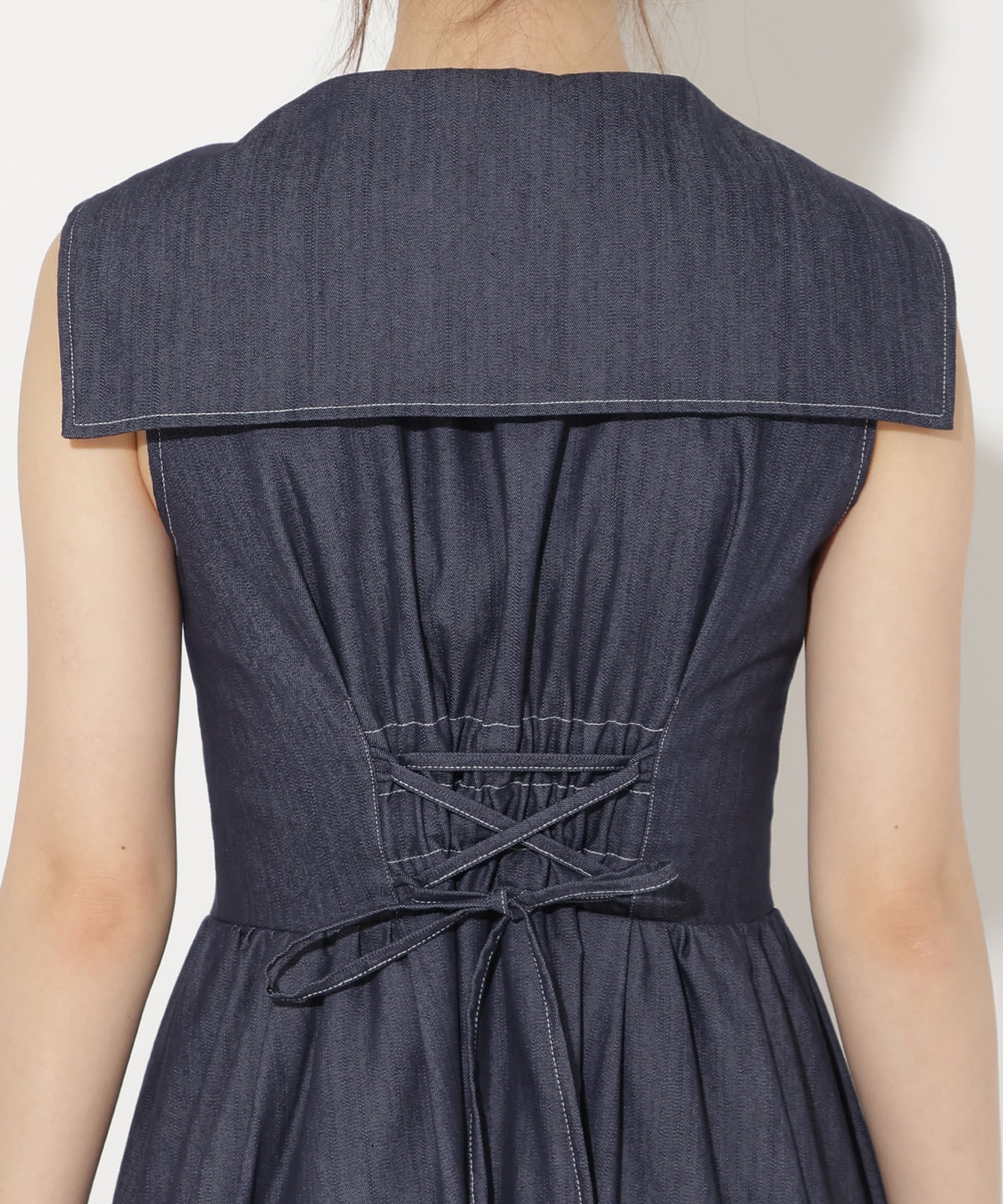 セーラーカラーノースリーブシャツワンピース