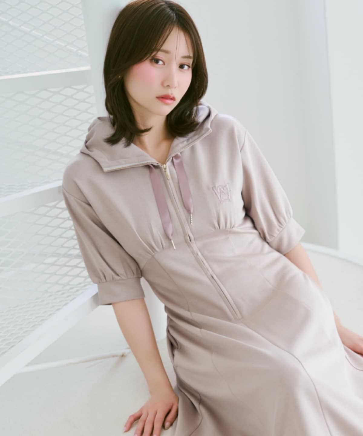 【5/14(thu)10時発売】ハイウエスト切替パーカーワンピース