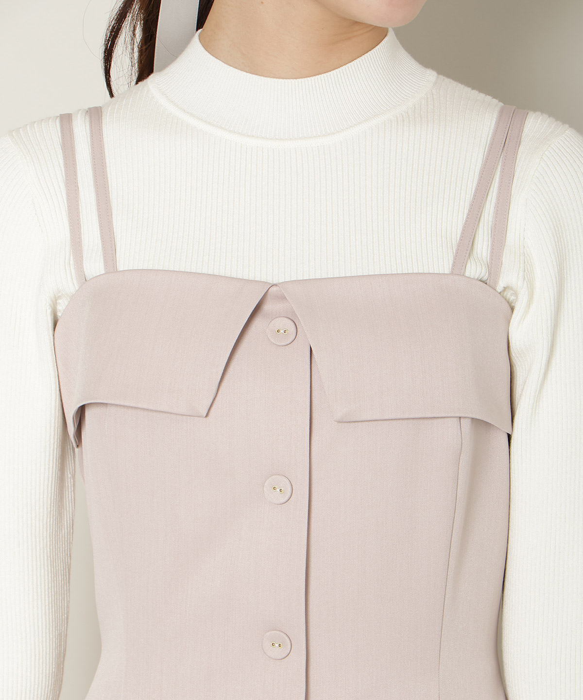 ギャザー切替ストラップキャミワンピース