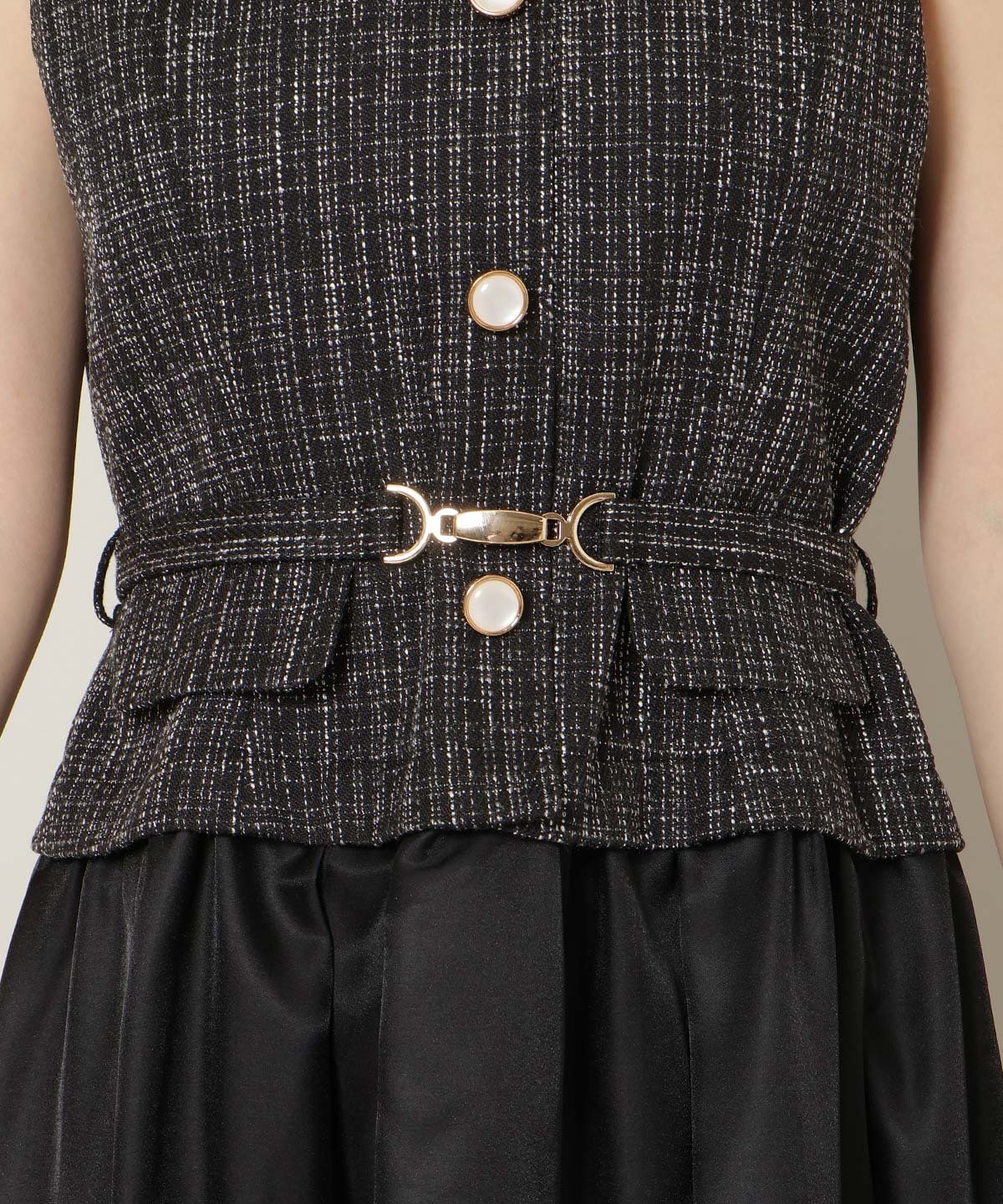 ツイードドッキングジレワンピース