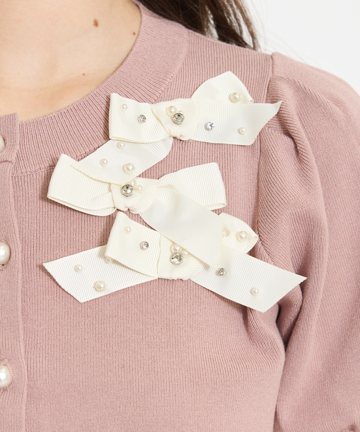 リボンデコレーションカーディガン