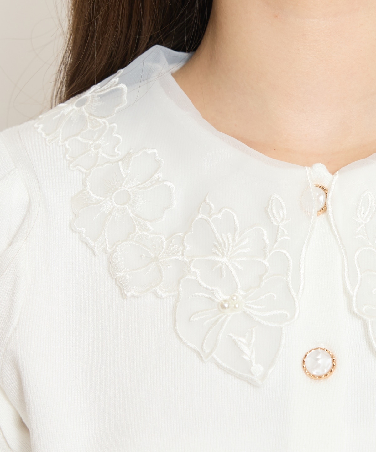 シアーレースカラーカーディガン