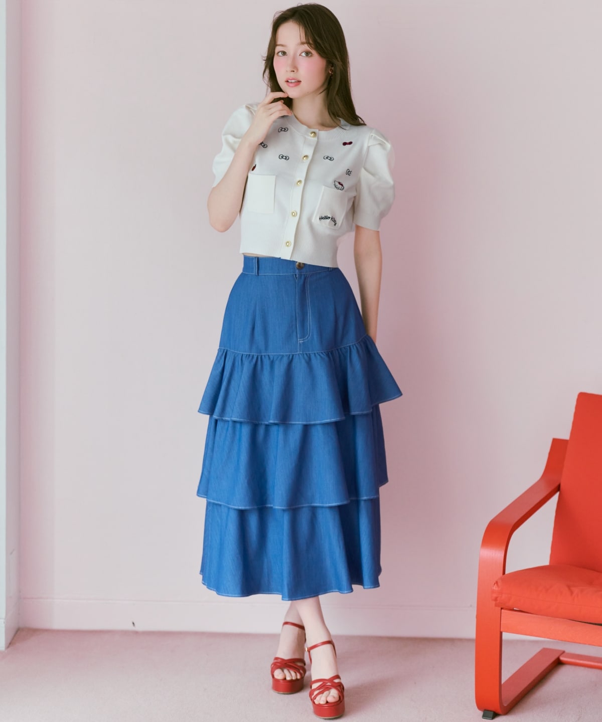【7/16(thu)10時予約開始】WILLSELECTION×HELLO KITTY 刺繍ニットカーディガン
