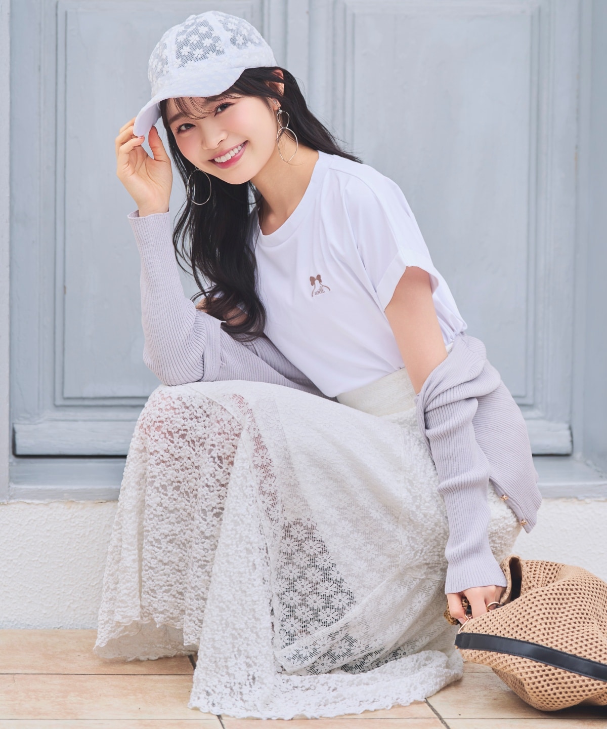 ロゴ刺繍ターンバックスリーブTシャツ