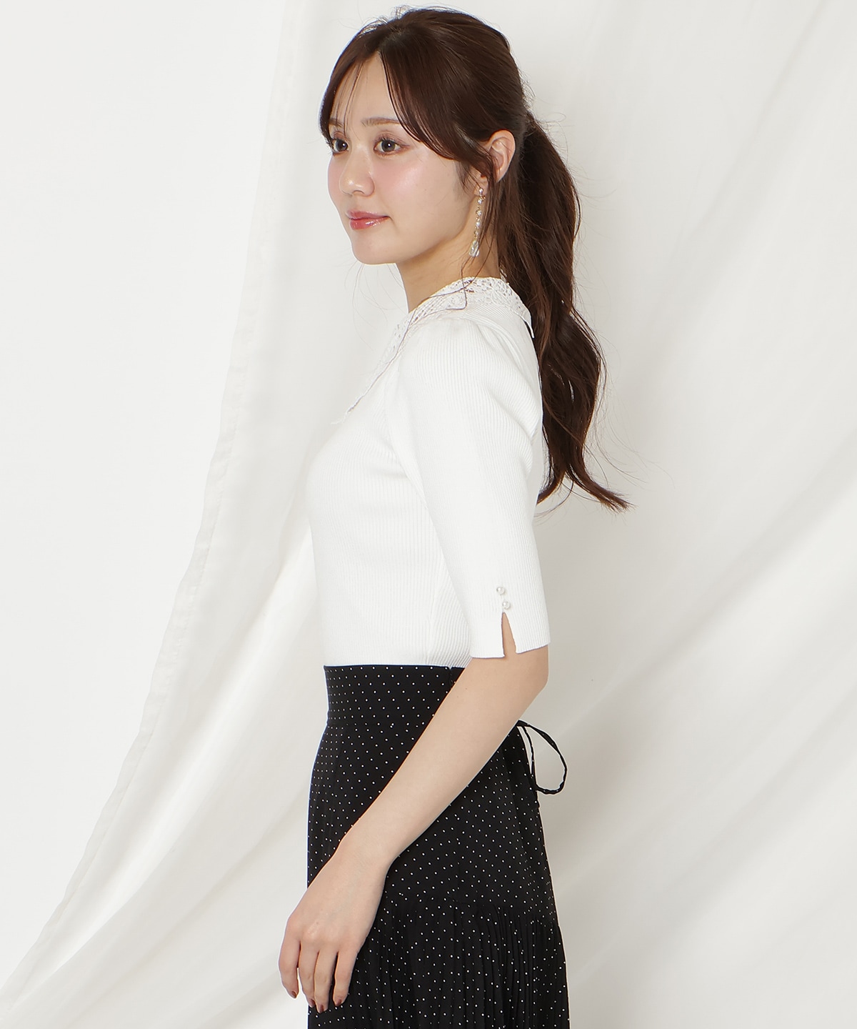 【2/27(fri)発売】リボンレースカラーリブニット