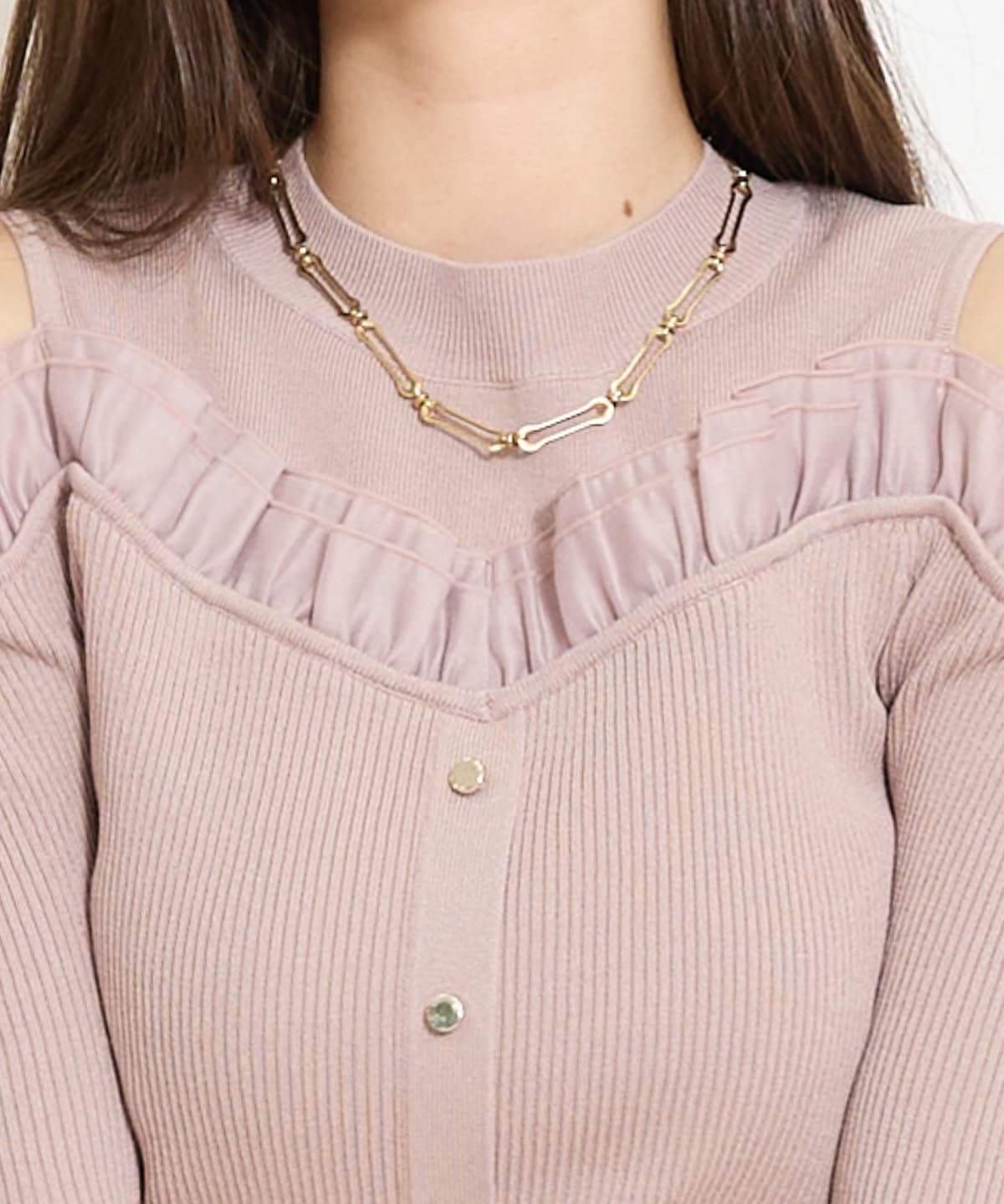 フリルレイヤードリブニット