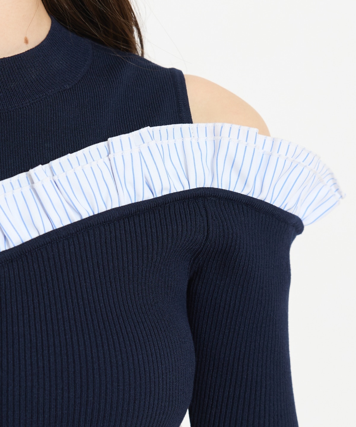 フリルレイヤードリブニット